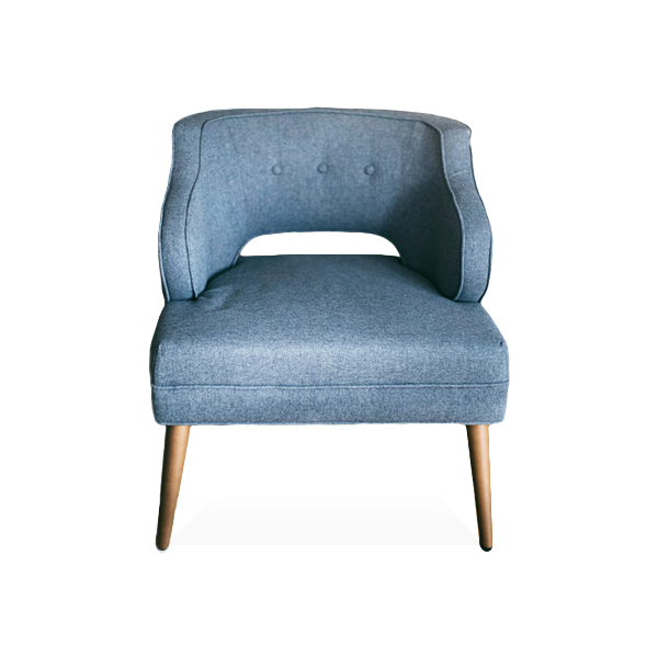 single blue fabric chair