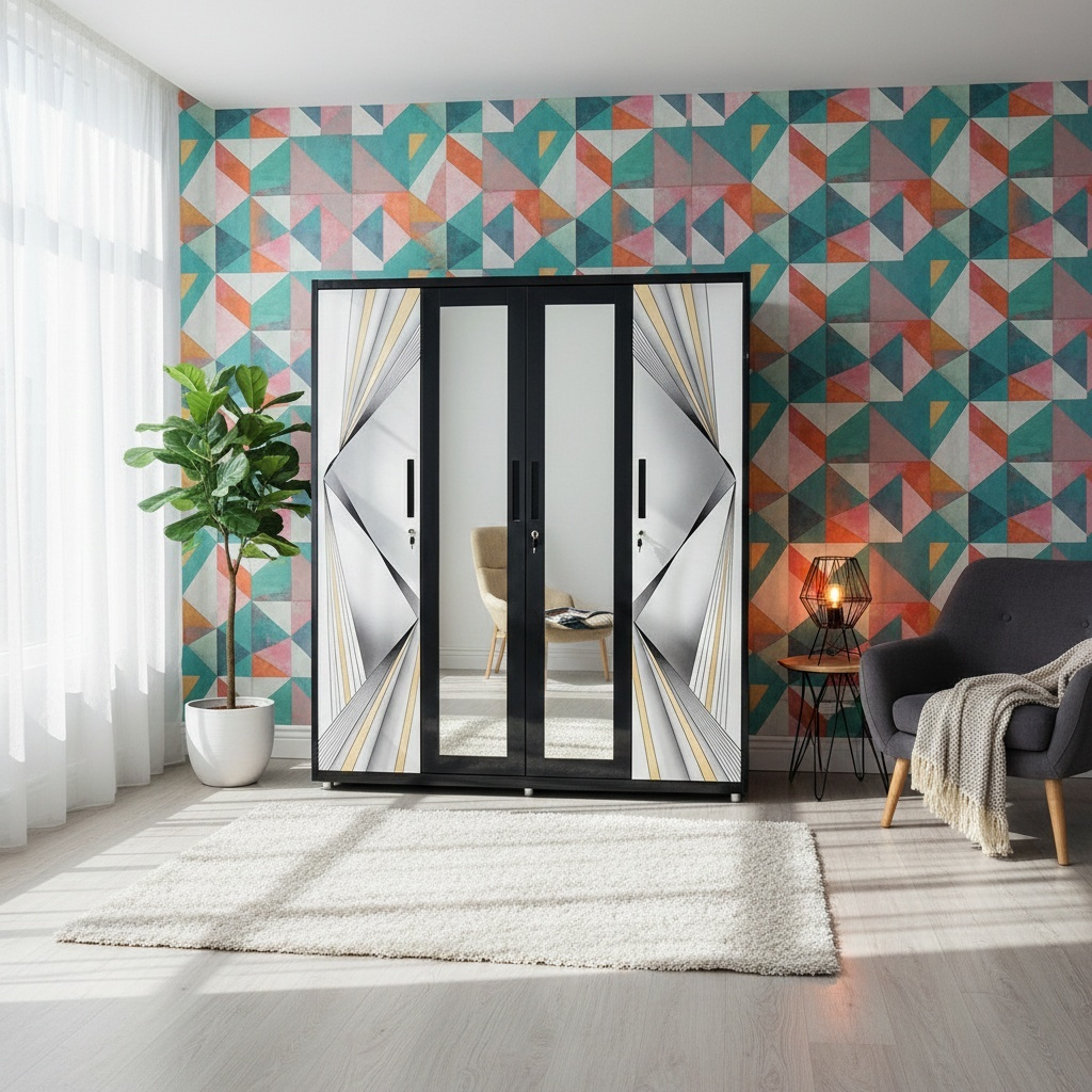 four door sliding door wardrobe with open top design four door sliding door wardrobe with open top design