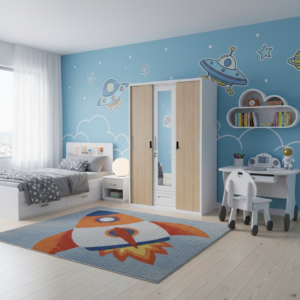 three door sliding wardrobe with open top design