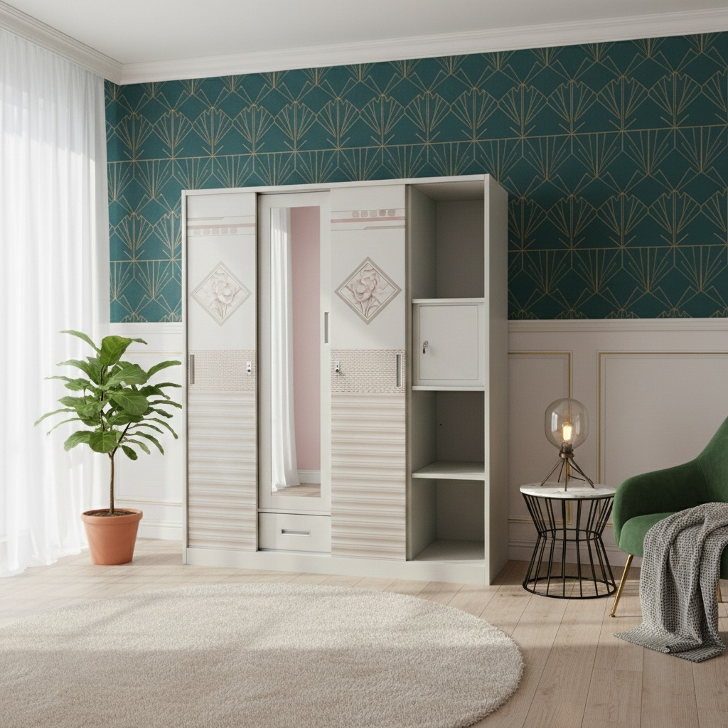 four door sliding door wardrobe with open top design (复制) four door sliding door wardrobe with open top design (复制)