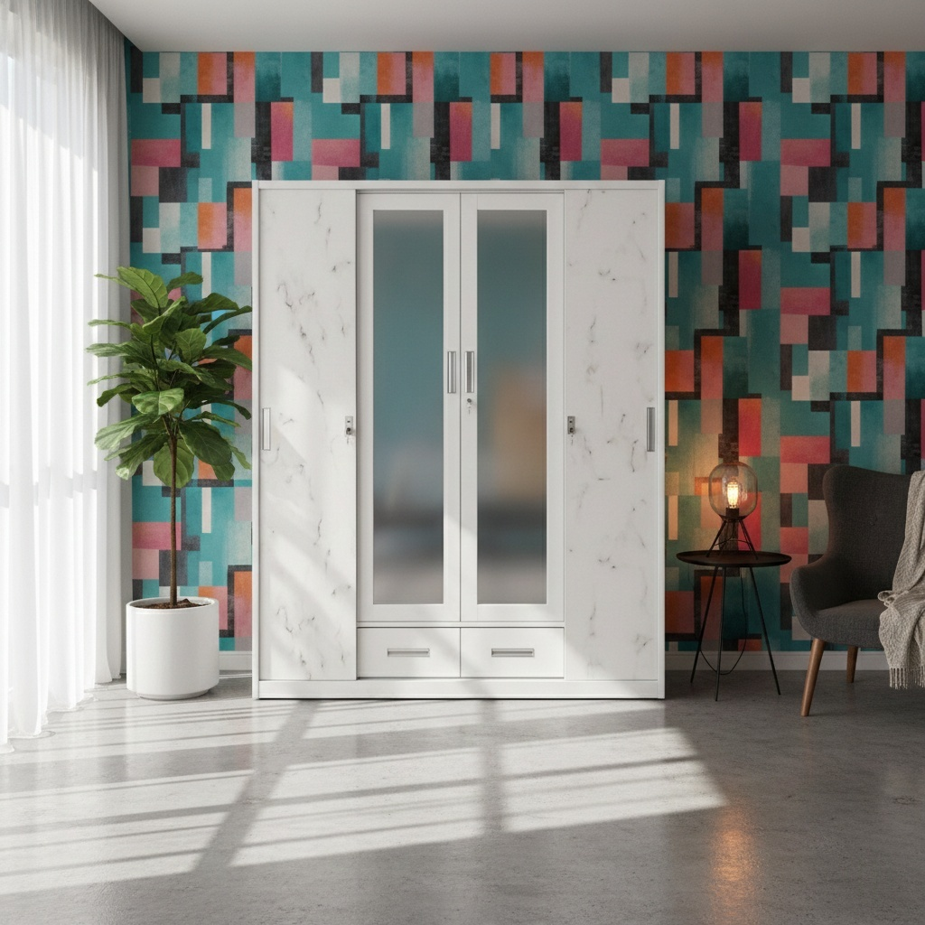 four door sliding door wardrobe with open top design four door sliding door wardrobe with open top design